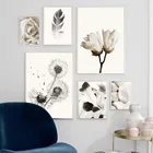 Алмазная картина сделай сам Роза Одуванчик из перьев цветок вышивка полная мозаика черный белый пейзаж наборы для вышивки крестиком домашний декор