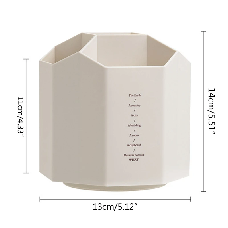 

Desktop Pen Holder 360 Rotating 5 Grid Pencil Stand Pot Storage Organizer Home Office Supply