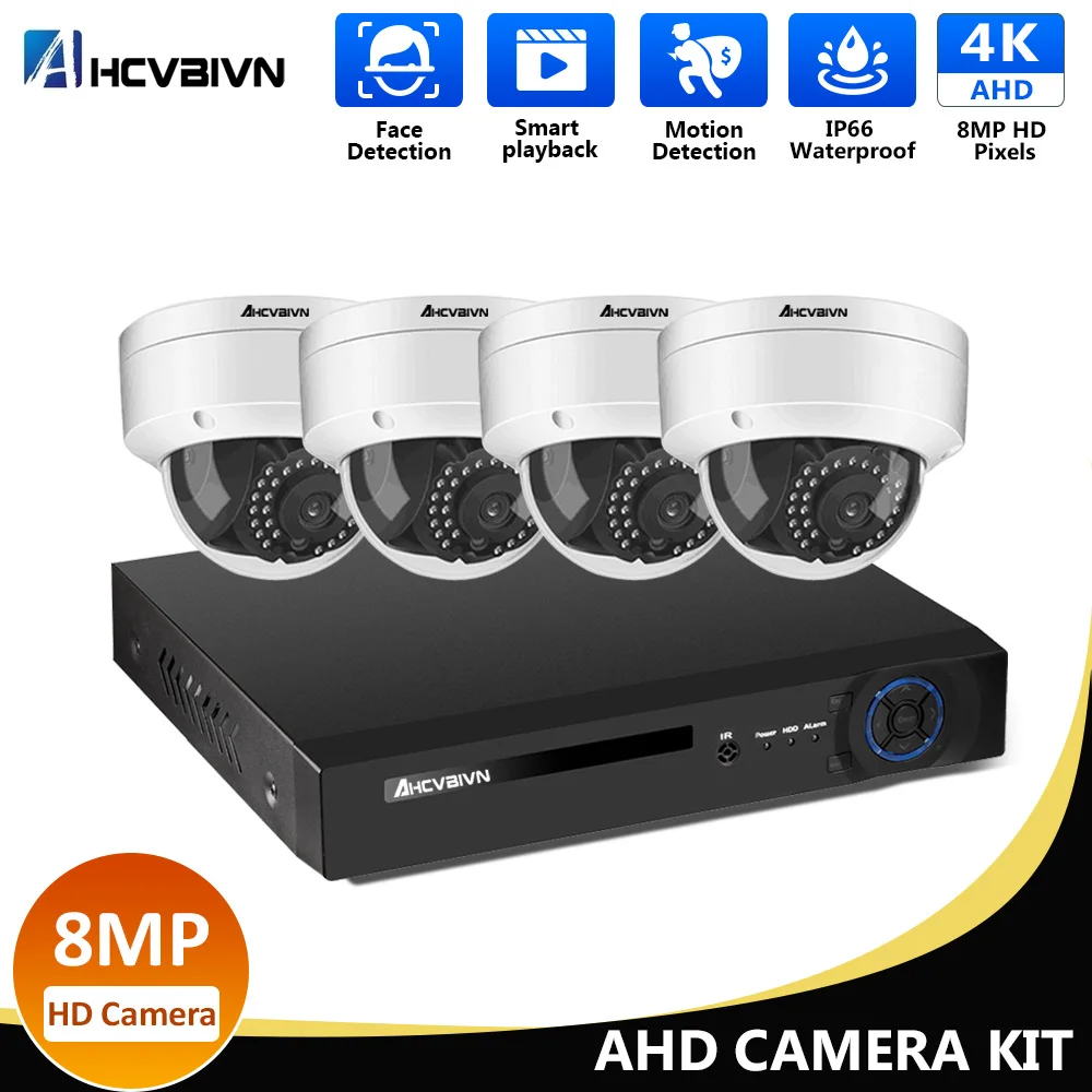 

AHCVBIVN 4CH 6 in 1 4K AHD DVR Hybrid Video Recorder Support 5/8MP AHD Camera 8MP HD Camera CCTV Home Security System Onvif