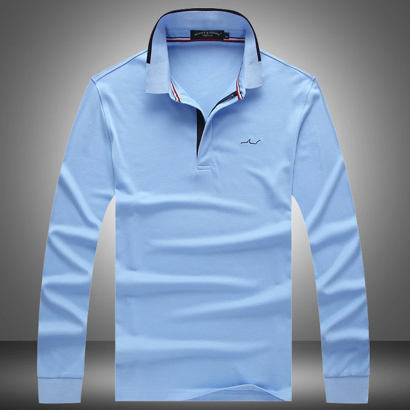 

2020 Autumn Fashion Casual Long Sleeve Embroidery High Quality Men's Solid Lapel Polo Shirts Shark Brand Male Cotton Clothing