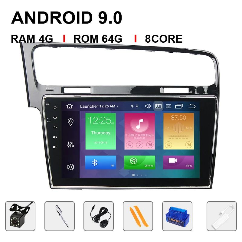 64ROM Carplay OBDCam Автомагнитола Xonrich ips 1Din Android 9 автомобильный мультимедийный плеер для Volkswagen VW Golf 7 Стерео gps навигационный головное устройство DSP 4G ram - Цвет: 64ROM Carplay OBDCam