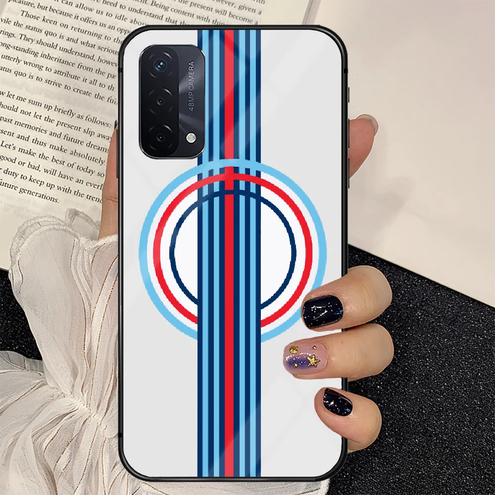 

Martini Racing Car Phone Tempered Glass Case Cover For oppo realme find a x c xt gt 2 53 3 6 7 50 11 Pro lite 5g Luxury Hoesjes