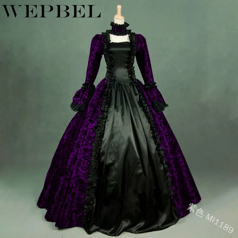 

Women's Medieval Gothic Retro Long Dress Rococo Marie Antoinette Dress Victorian Ball Gown Maxi Dress Evening Party Formal Dress