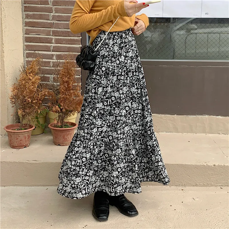 

Женская трапециевидная юбка PLAMTEE, винтажная Модная элегантная повседневная Минималистичная Базовая Универсальная тонкая Свободная юбка с ...