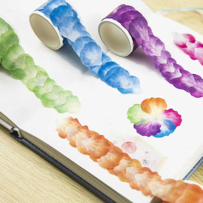 

160PCS/2Rolls petal decoration sticker material diary scrapbook diy decoration color flower piece