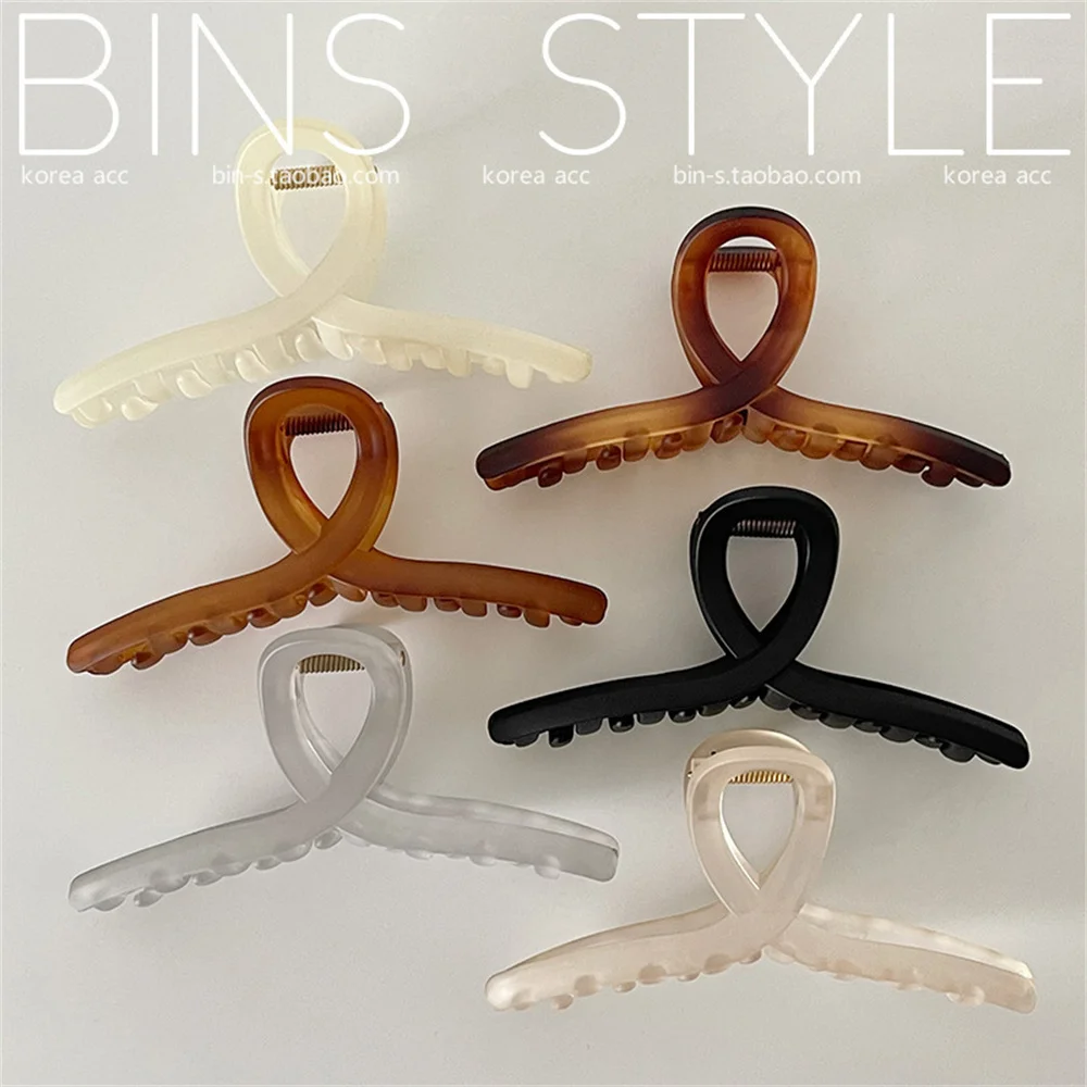 

Korea Acrylic Matte Hair Clip Extra Large Hair Claw Grab Acrylic Frosted Cross-Plate Hair Grab Clip Shark Clip