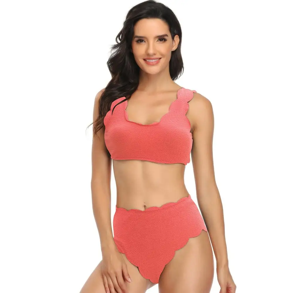 Женский купальник-бикини Speacial однотонный Оранжевый Комплект из двух предметов