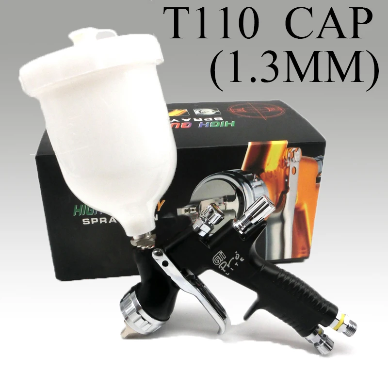 T110-Black-Full Золотой краскопульт для автомобиля Hvlp TE20 T110 1,3 мм аксессуары для аэрографа оборудование для мойки автомобиля насадка для краскопульта масленка W-101 - Цвет: T110-Black-Full