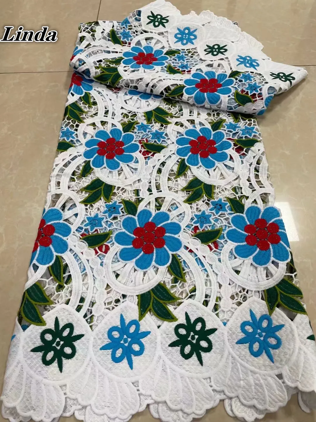 

Linda African Guipure Cord Lace Fabric 2021 High Quality Lace Nigerian Water Soluble Lace Fabrics Embroidery For Party dress