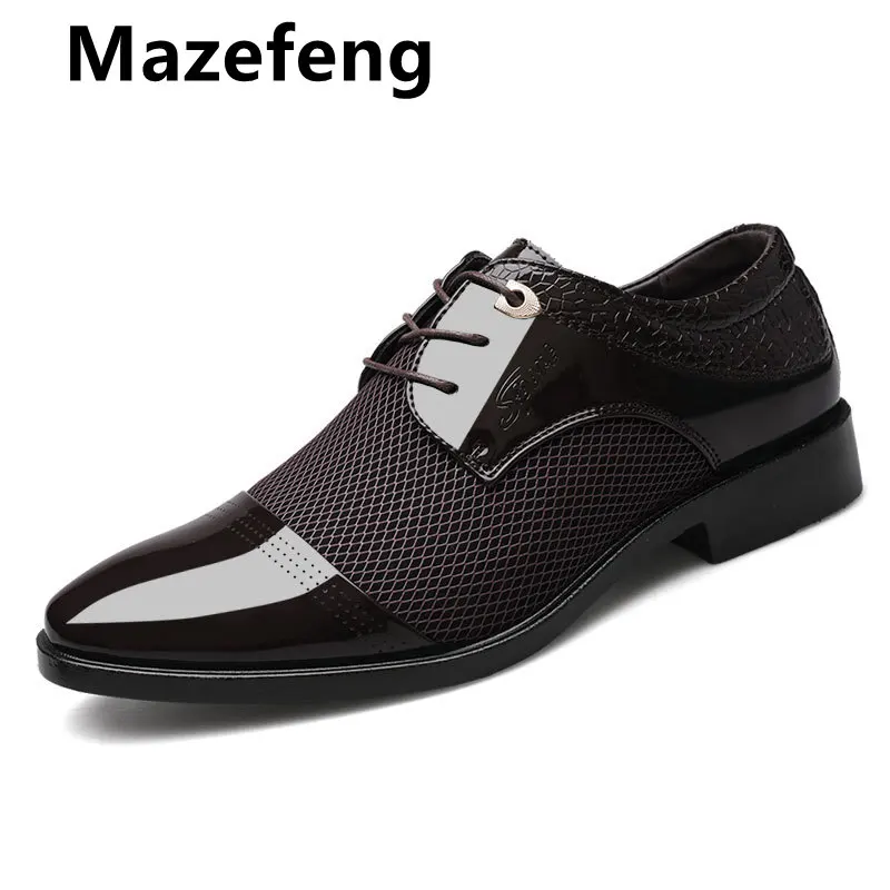 

Mazefeng/брендовые Мужские модельные туфли размера плюс 38-48, мужские туфли в деловом стиле на плоской подошве черного и коричневого цвета, дышащ...