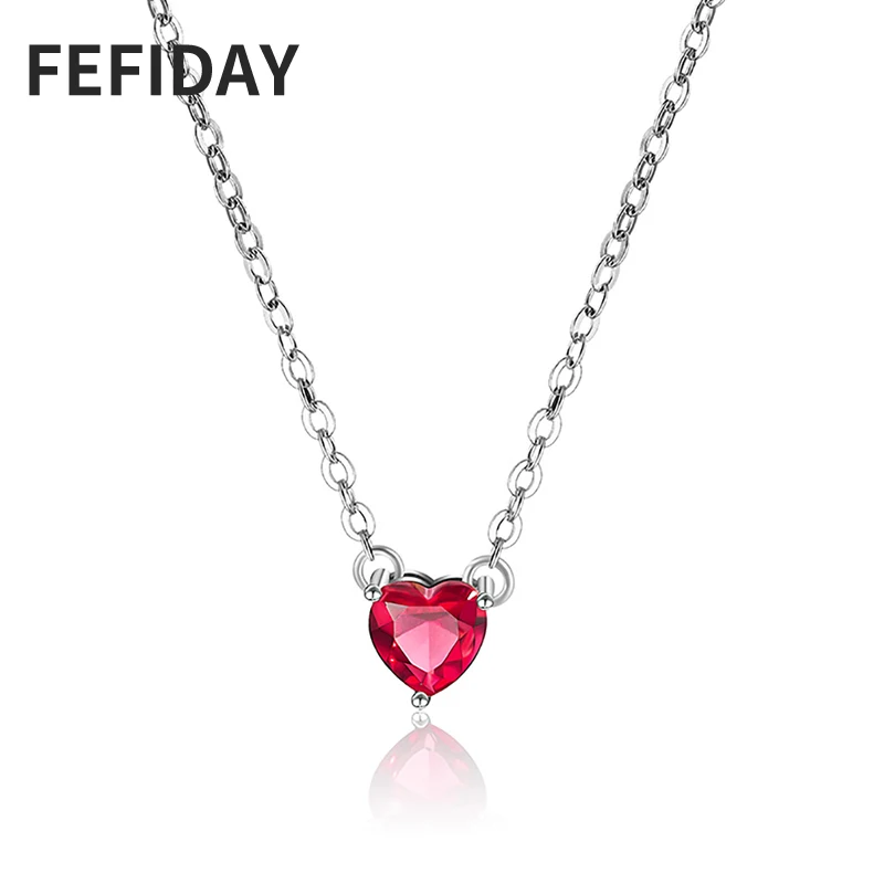 Женское колье с кулоном из Красного камня FEFIDAY чокер в виде сердца женские