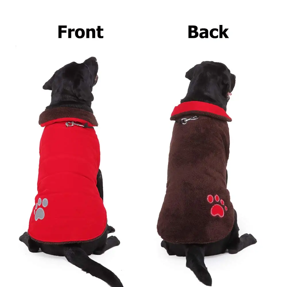 Двухстороннее зимнее пальто для собак теплый жилет домашних животных модная
