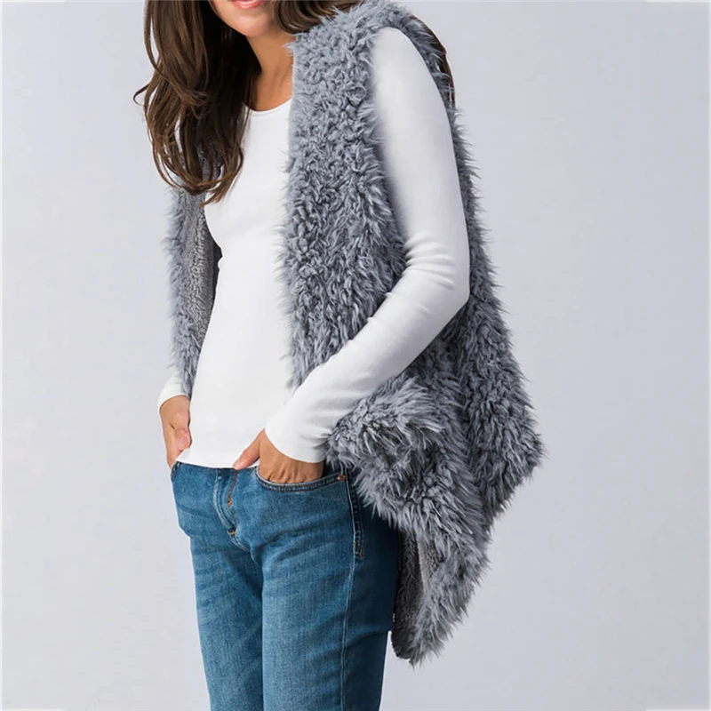 2020 новый осенне зимний женский плюшевый жилет без рукавов Модный повседневный