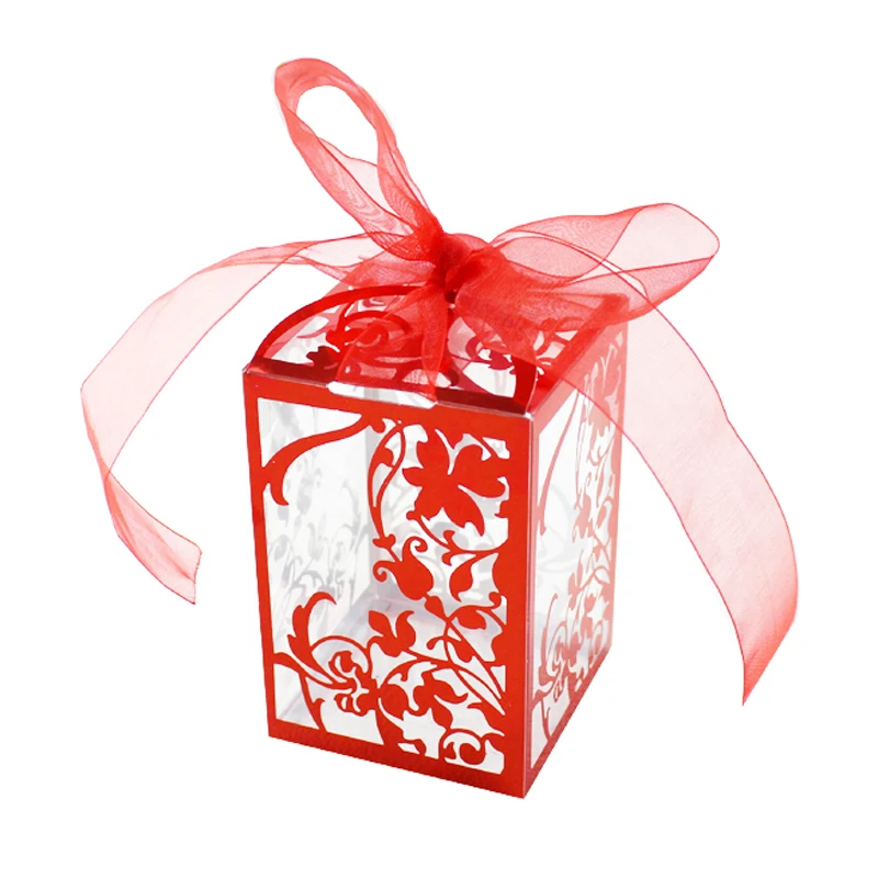 50 шт. коробка для конфет и цветок Лазерная резка полые подарочные коробки свадьбы