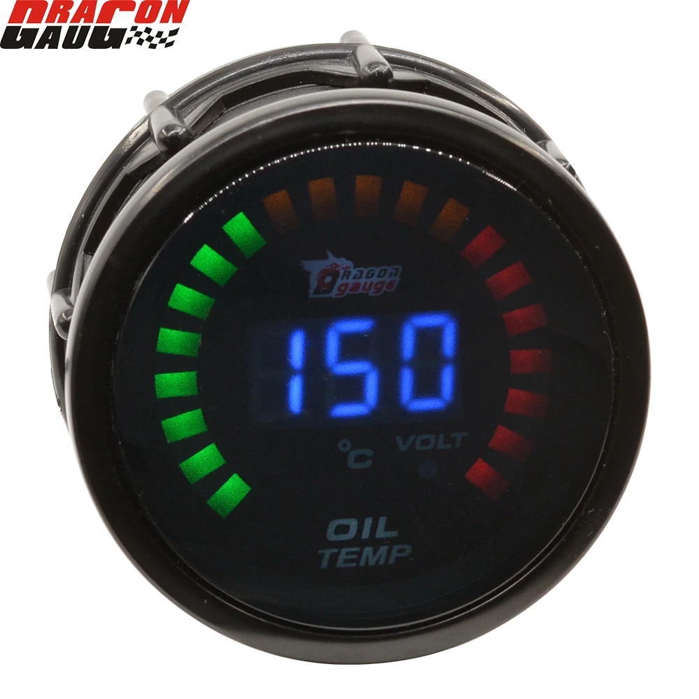 

Dragon 52mm Black Shell LCD Digital Auto Car Oil Temp Gauge 20-150 Celsius Volt Temperature Instrument Meter Free Shipping