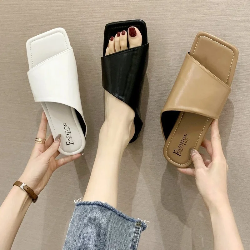 

2021 Summer New Fashion Personality Sandals Slippers Women Shoes Flat Bottom Online Celebrity with The Same Paragraph Slippers