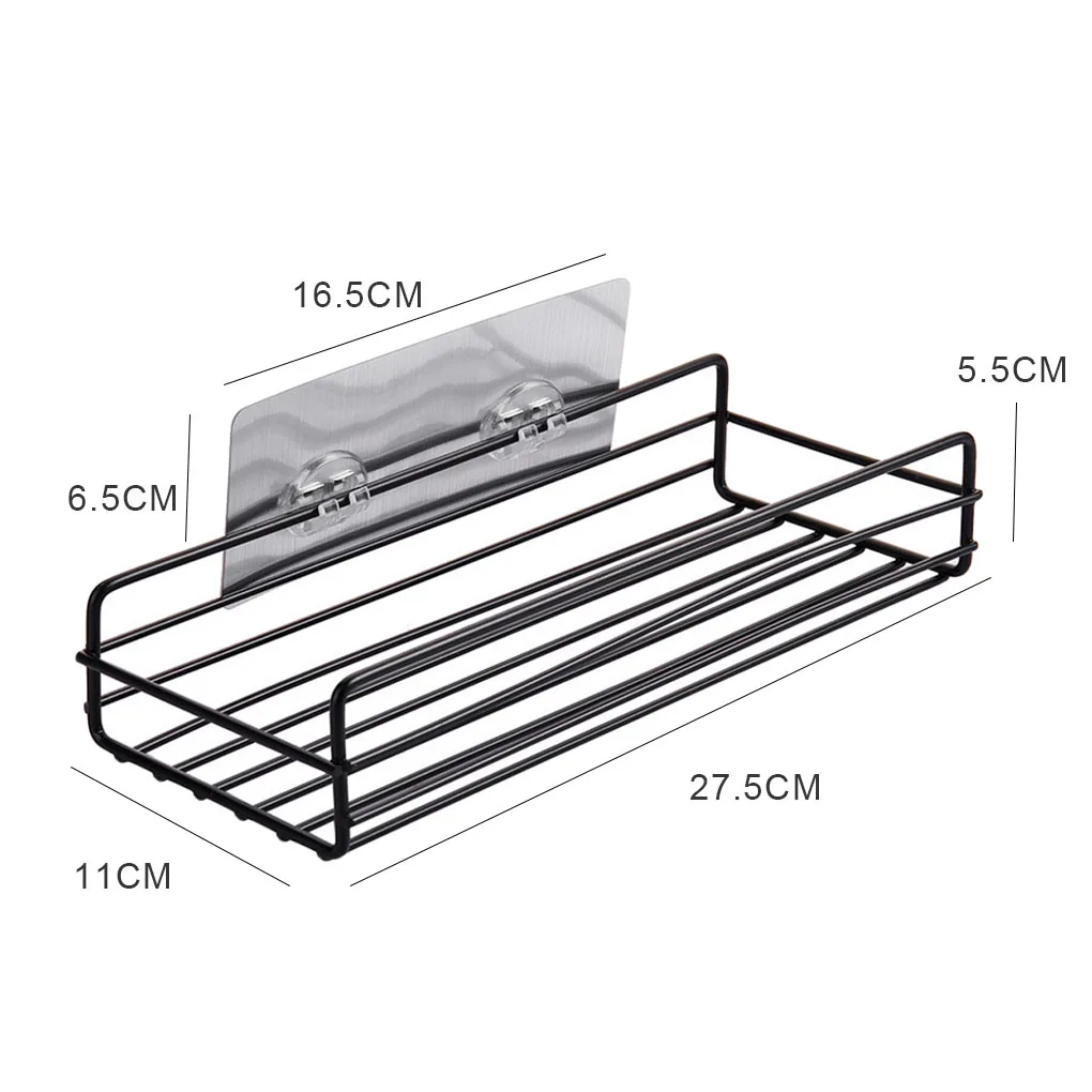 

Punch Free No Drilled Adhesive Bathroom Shower Storage Shelf Kitchen Spice Jar Organizer Soap Storage Rack