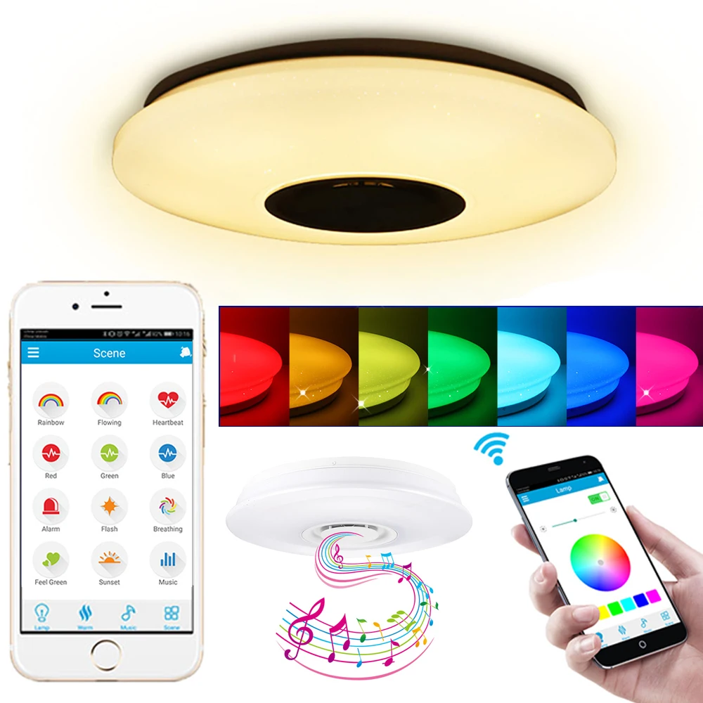 Умный светодиодный потолочный светильник s RGB с регулируемой яркостью приложение Дистанционное управление 36 Вт 60 Вт музыкальный динамик домашний Bluetooth светильник для спальни потолочные светильники
