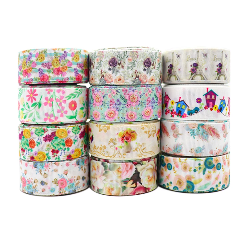 

Корсажные ленты с цветочным принтом, 10 ярдов, 1 дюйм, 25 мм, для бантов для волос «сделай сам», материалы ручной работы Y202012122105