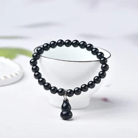 1piece natural crystal obsidian round jewelry beaded diy gift healing bracelet reiki necklace for men women mineral jewelry