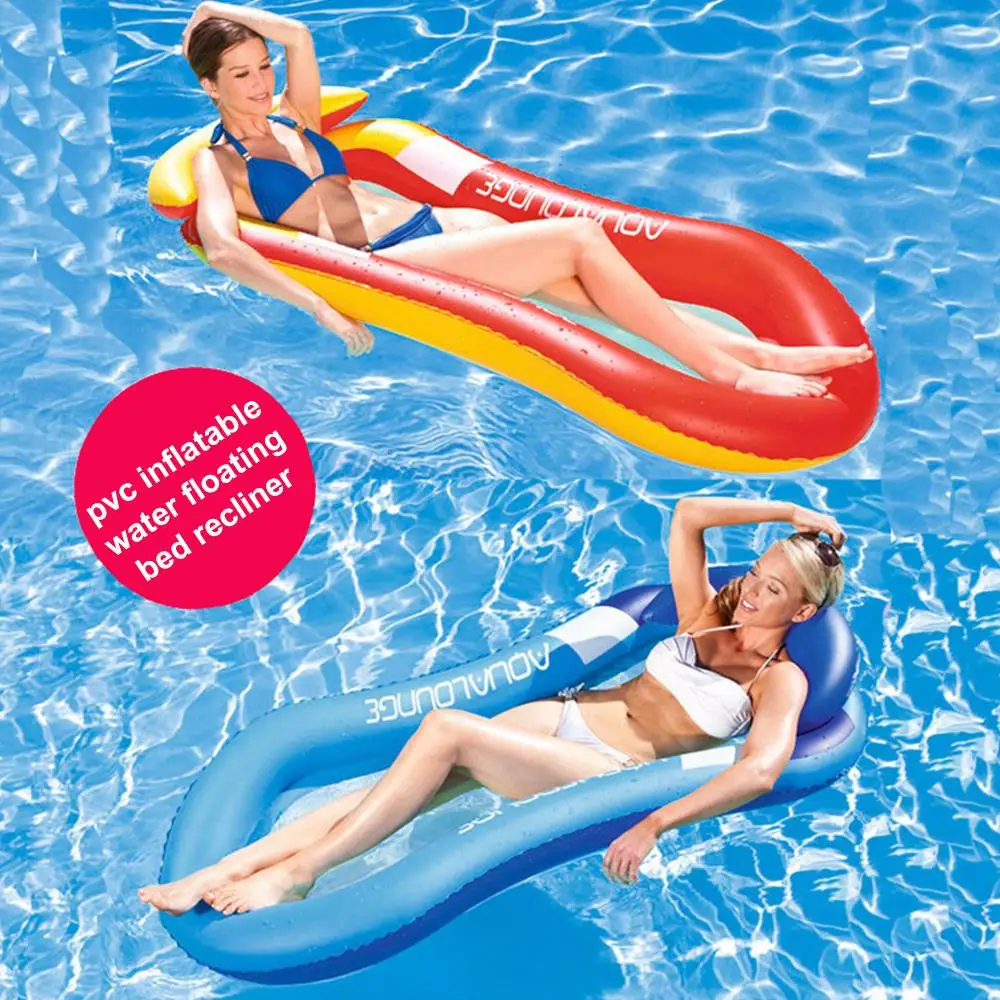 

Summer Swimming Pool Inflatable Pool Float Floating Bed Adults 2 Color PVC with Adjustable Backrest Lounge Beach Floating Chair