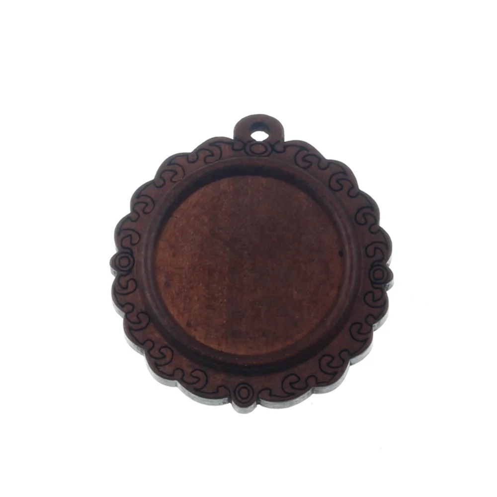 Деревянная круглая овальная основа для кабошона коричневого цвета Деревянные