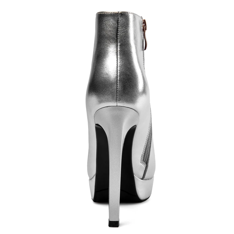 Модные женские зимние ботинки с острым носком на массивном каблуке молнии