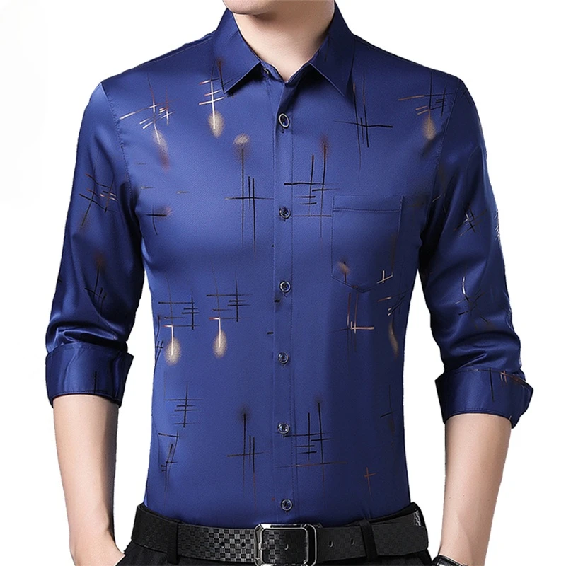 

Мужская приталенная рубашка с длинным рукавом, повседневная полосатая Классическая рубашка в уличном стиле, модель 040 на весну, 2021