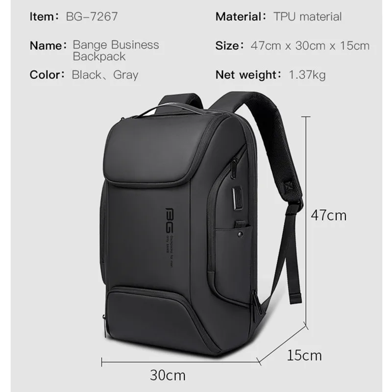 Рюкзак BANGE многофункциональный для ноутбука водонепроницаемый вместительный