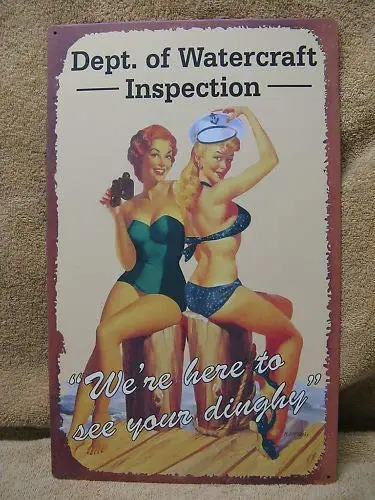 

Metal Tin Sign Vintage Chic Art Decoration Dept. of Watercraft Pinup for Home Bar Cafe Farm Store Garage or Club 12" X 8&qu