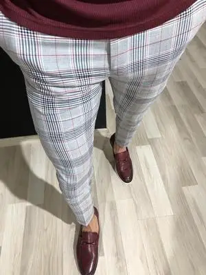 

New European and American men's plaid business trousers spot pants men's formal pants MJ0252
