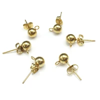 10pcs gold tone charm ball earring stainless steel 4mm6mm8mm ball earrings stud for diy jewelry earring making findings