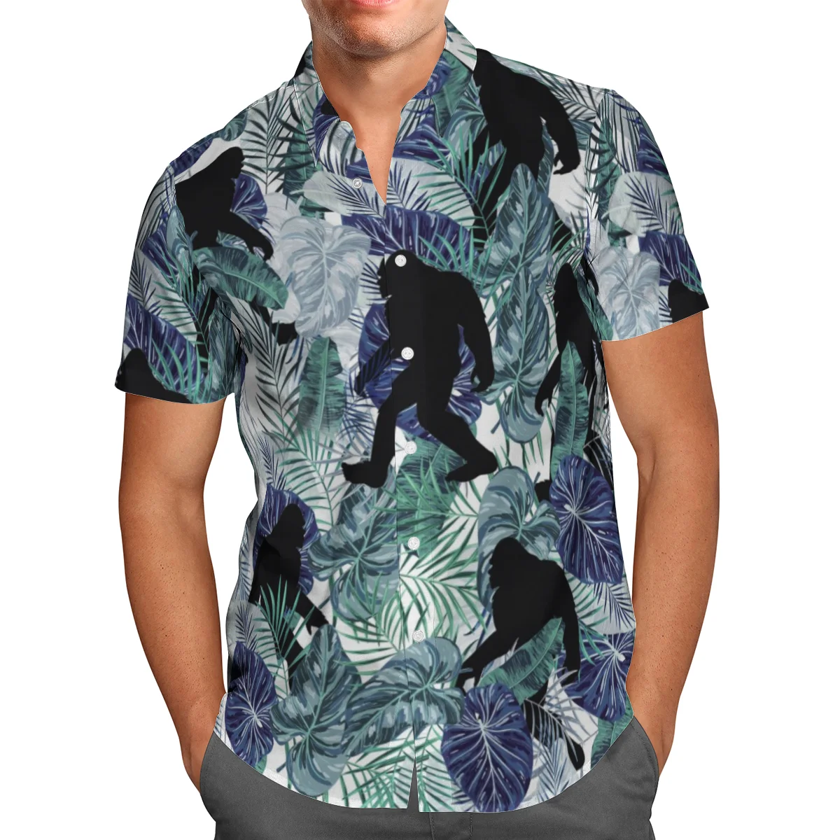 

Bigfoot 3D Beach Hawaiian 2021 Summer Anime Shirt Short Sleeve Shirt Streetwear Oversized 5XL Camisa Social Chemise Homme-863