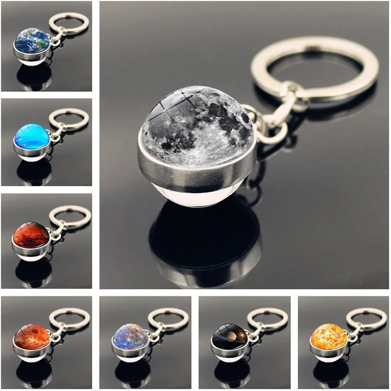 

Creative Crystal Ball Solar System Planet Keychain Galaxy Nebula Star Keyring Moon Earth Glass Ball Gem Jewelry Charm Gifts