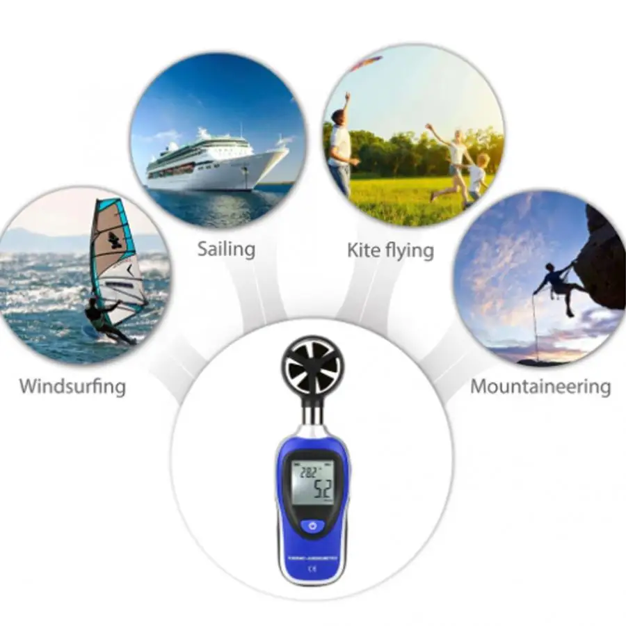 MT-905 Мини Портативный ЖК-дисплей цифровой ручной анемометр измеритель скорости