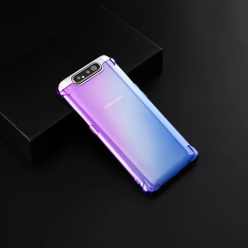 Ударопрочный градиентный цвет термополиуретан чехол для samsung Galaxy A80 прозрачный