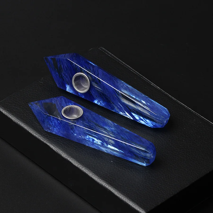 

Natural Quartz Smoking Pipe Crystal Point Wand Healing Crystal GemstoneWith Metal Filter