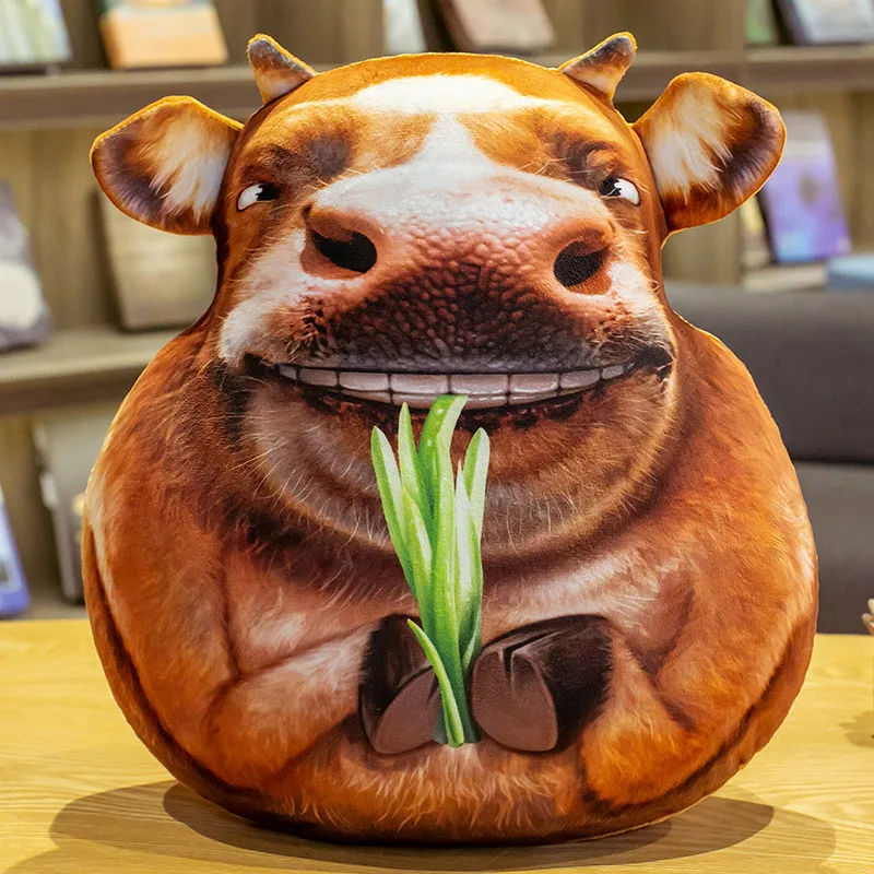 Подушка плюшевая в виде Головы Быка мягкая с принтом | Игрушки и хобби