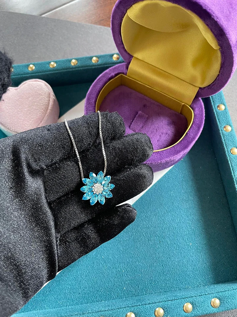 

Simple 925 Sun Flower Pendant Necklace 210324-69