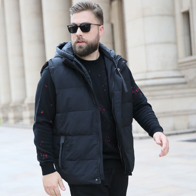 2022 winter men's duck down vest coat with a hood hat sleeveless parkas jacket for male black xxxxxxxxxxl 6xl 7xl 8xl 9xl 10xl