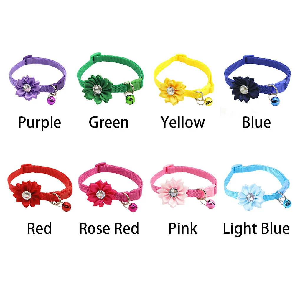 С колокольчиком в подарок ошейник для домашних животных застежка кнопка цветок