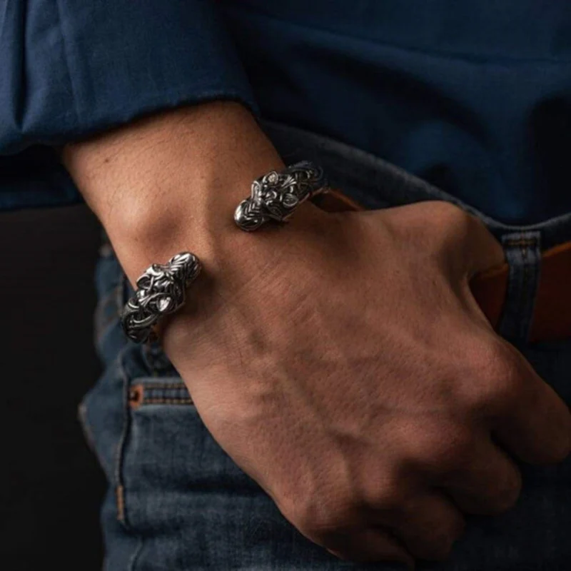 Красивая Ручная работа Viking браслет большой Фенрир модные украшения аксессуары в