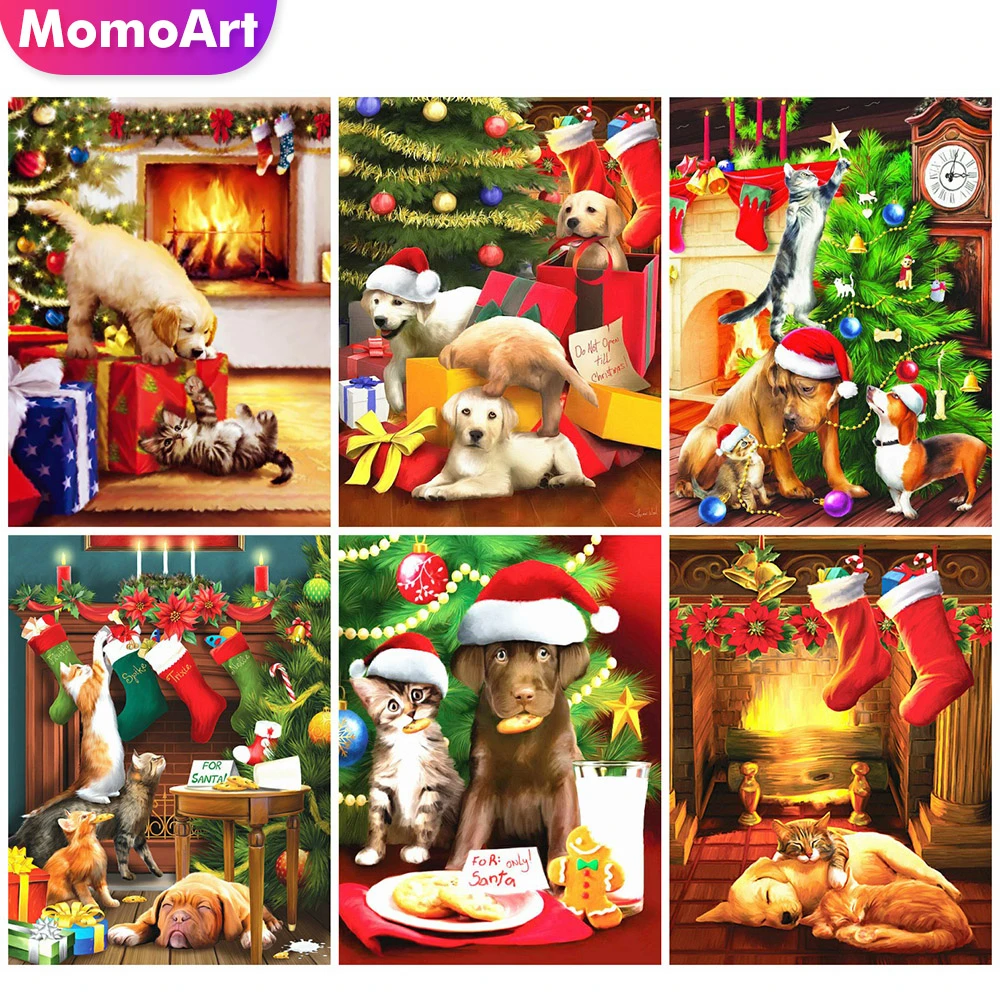 

MomoArt Алмазная вышивка кошка вышивка крестом 5D DIY Алмазная мозаика собака животное выкладка картина стразы Рождество декор для дома