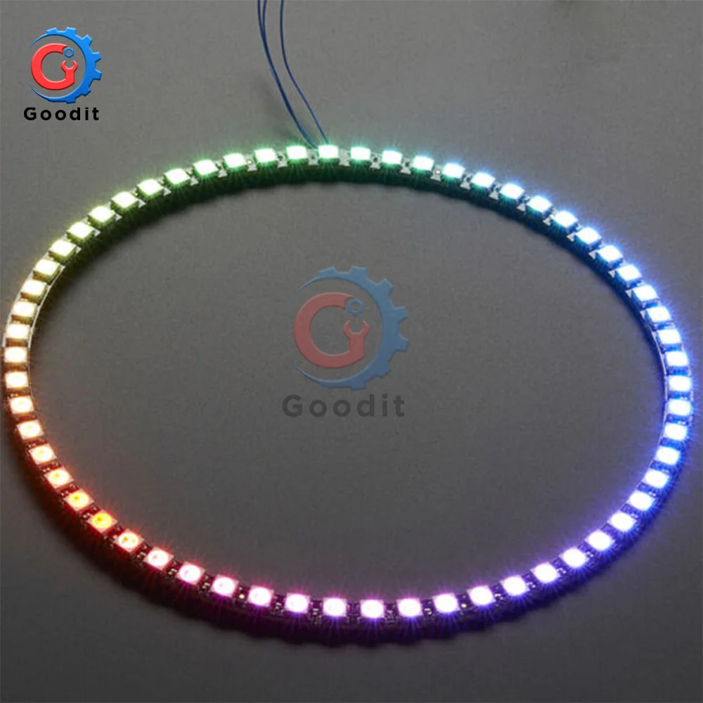 Беспроводной Wi-Fi Управление ESP8266 ESP-01 ESP-01S WS2812B 12 16 24 60 Светодиодный s 5050 RGB светодиодный кольцевой светильник светодиодный адаптер Управление; для Arduino