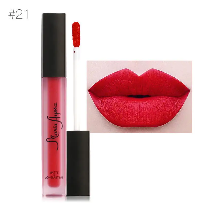 21 Maria ayora губ Цвет Make Up Водонепроницаемый блеск для губ, Длительное Действие, пигмент, красный телесная, бархатная, матовая губная помада, жидкое косметическое средство 12 Цветов - Цвет: 21