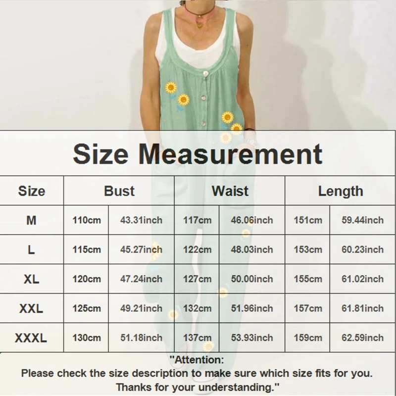

Women Plus Size Overalls Baggy Casual Suspender Jumpsuits Wide Leg with Pockets