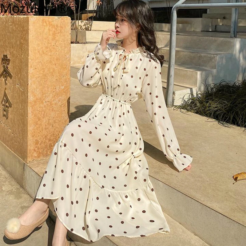 Женское шифоновое платье-макси с длинным рукавом и поясом на резинке | Женская