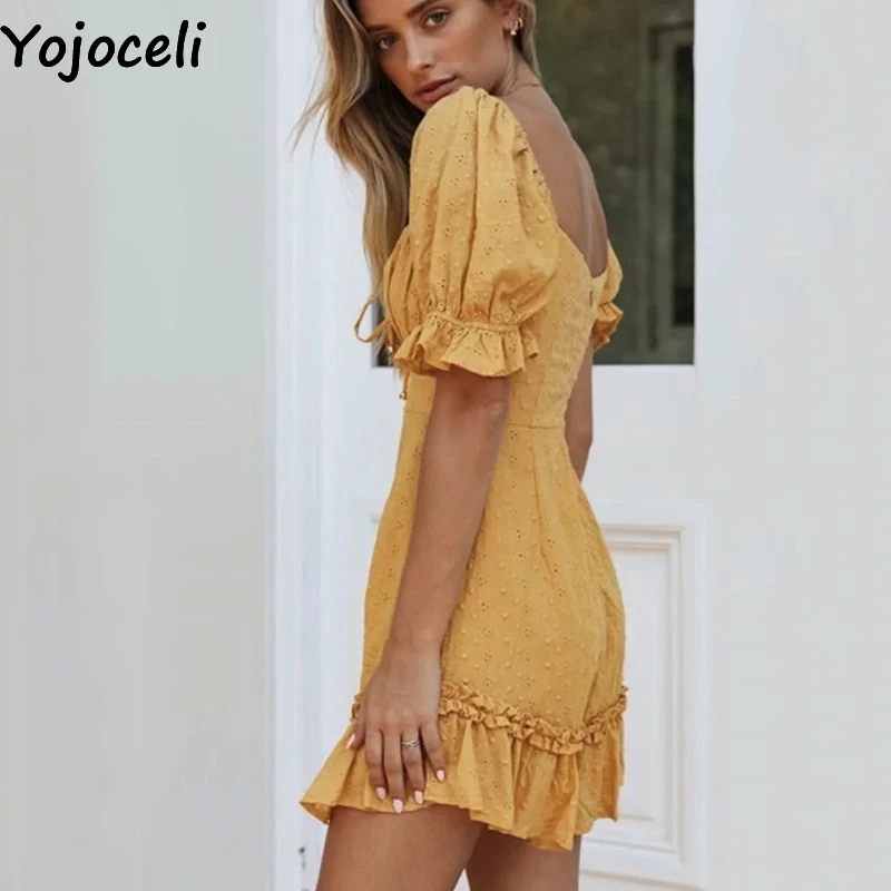 Женское короткое плиссированное платье Yojoceli Элегантное повседневное пляжное с