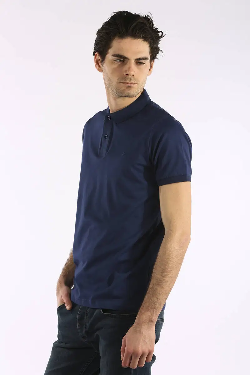 

Mens Indigo Plain Polo Neck T-shirt