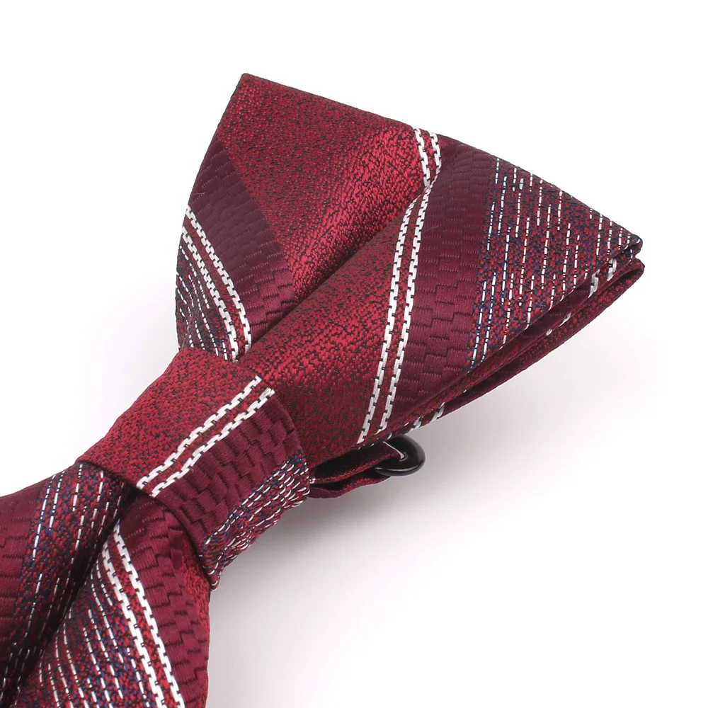 

Claret Men Bow Tie Classic Jacquard Bowtie For Men Adult Striped Bow Ties For Business Wedding Butterfly Suits Cravats Bowties